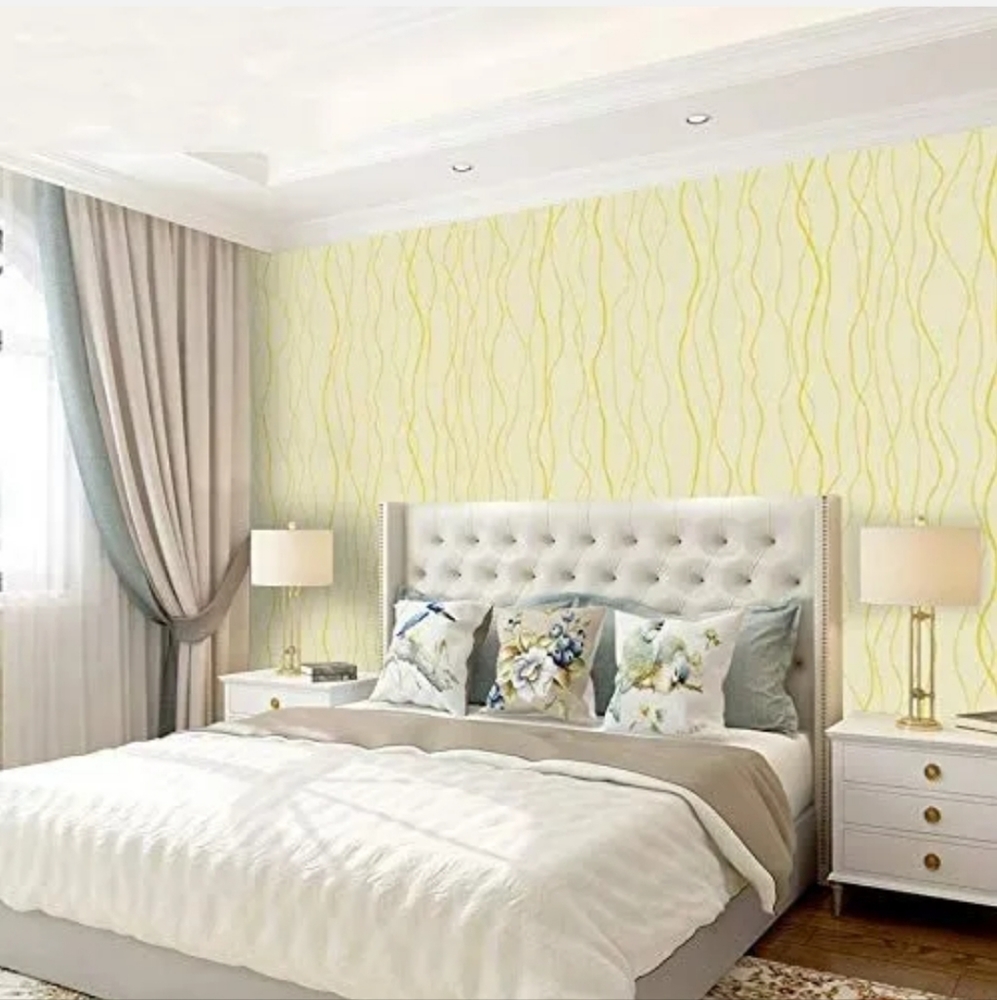 6 rolls Yellow wave Pattern Wallpaper Self Adhesive Peel Stick Contact Paper